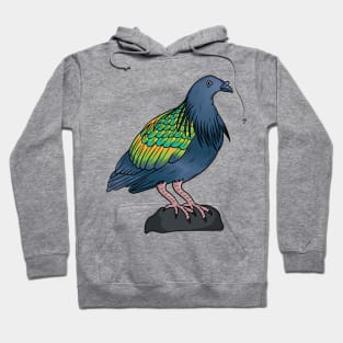 Nicobar pigeon bird cartoon illustration Hoodie